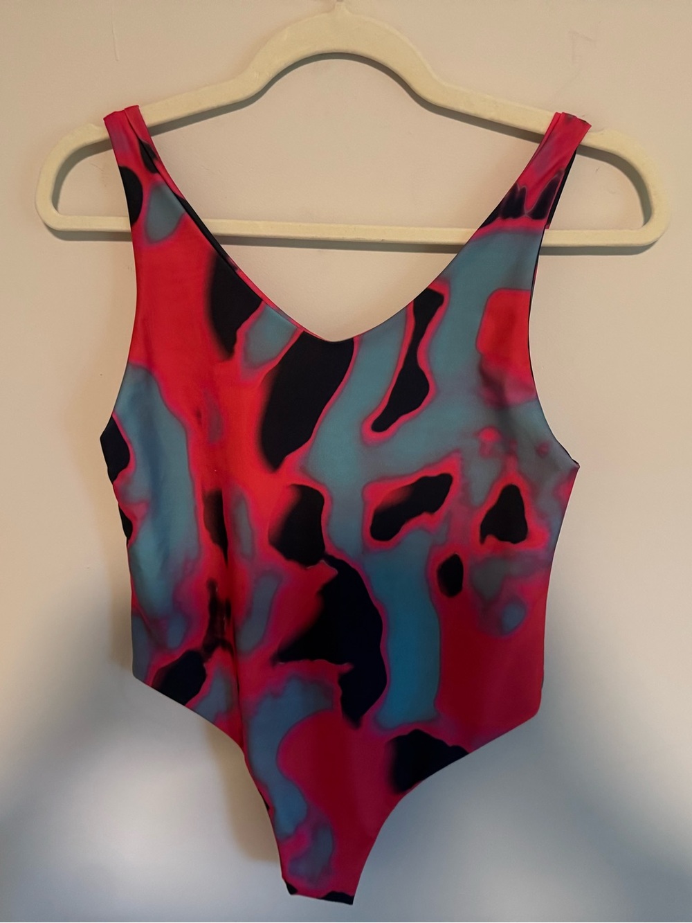 NWT Paloma Lira Abstract Print One-Piece Swimsuit/Bodysuit | Pink Blue Black
